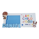 C&F Wooden Child of God (Boy) Photo Frame Name Plate